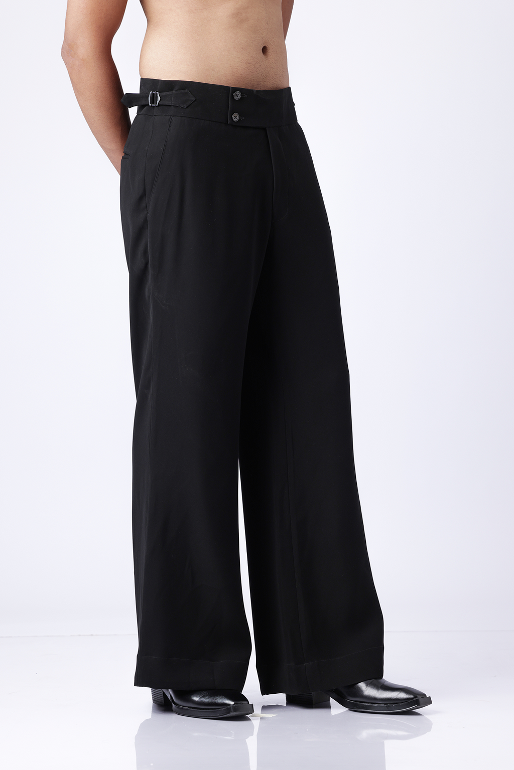 PANT - Black cupro bell bottom pants