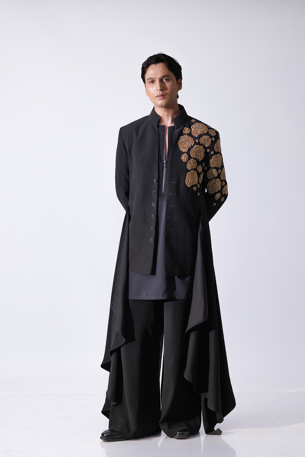 Black Bandgala with gold emroidery