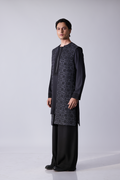 LONG BANDI - Black cupro round neck long bandi with full front self colou