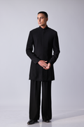 SHERWANI - Classic black button hidden sherwani