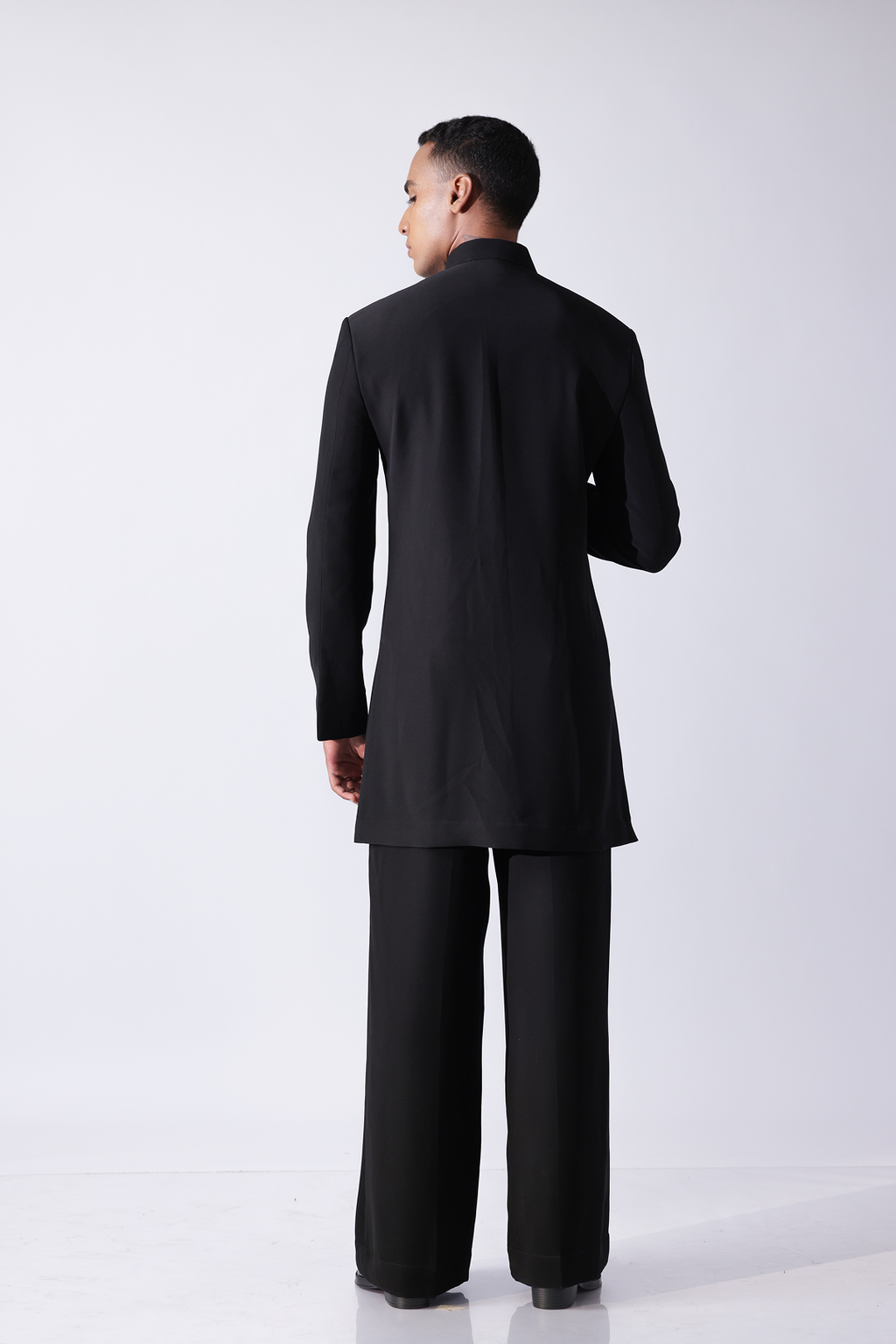 SHERWANI - Classic black button hidden sherwani