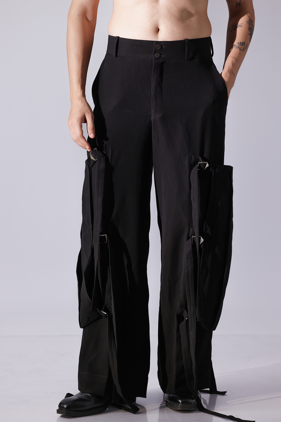 Black Pants with side tieup detailing
