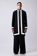 KURTA - Black zipper style kurta with white detailing
