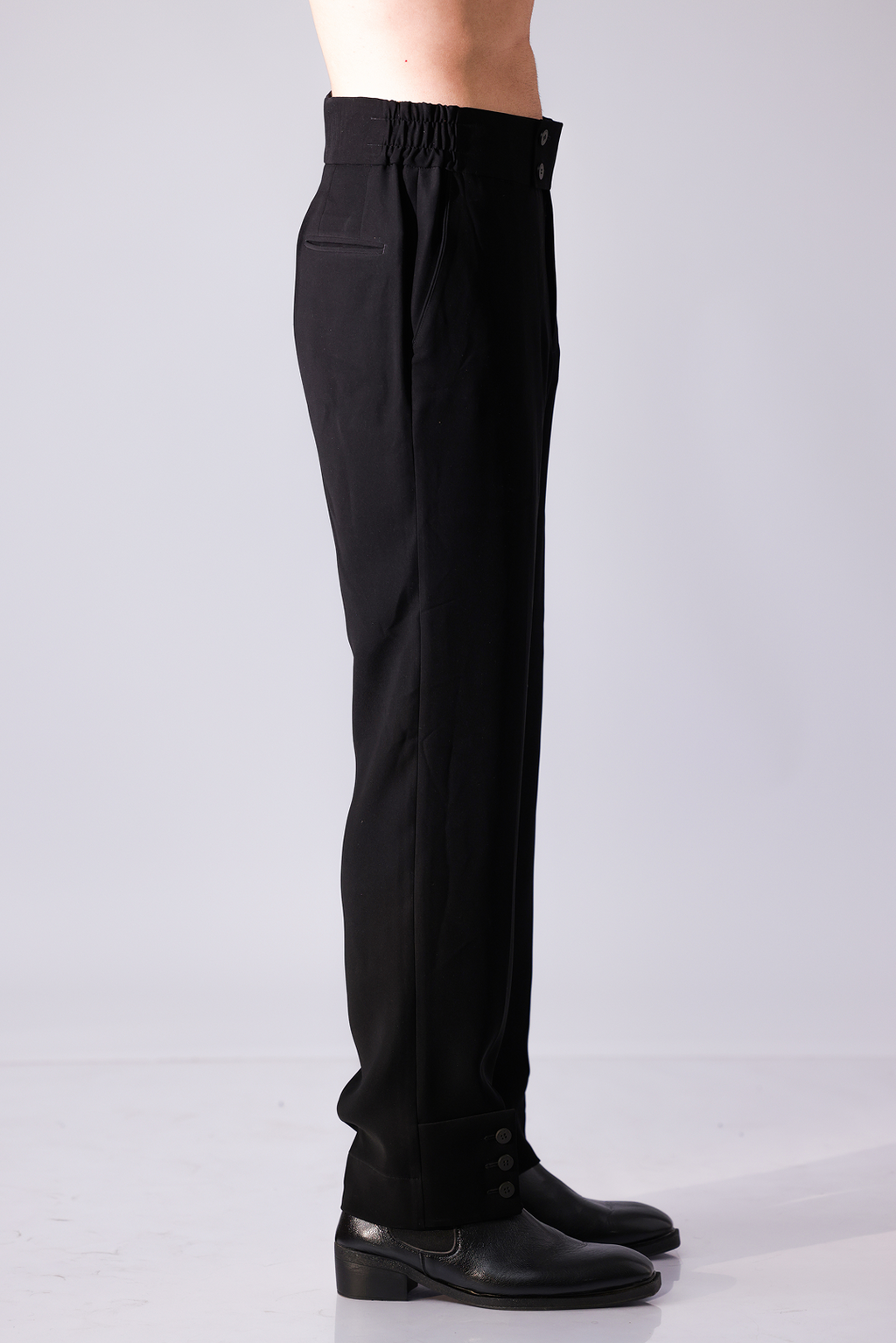 PANTS - Black relax fit trousers with side elastic