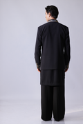 COAT - Black open style bandgala jacket with feather embroidery mot