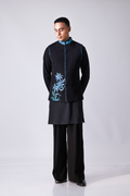 BANDI - Black bandi with blue floral embroidery