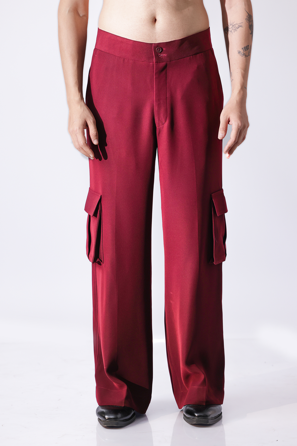 PANT - Maroon relax fit cargo trousers