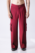 PANT - Maroon relax fit cargo trousers
