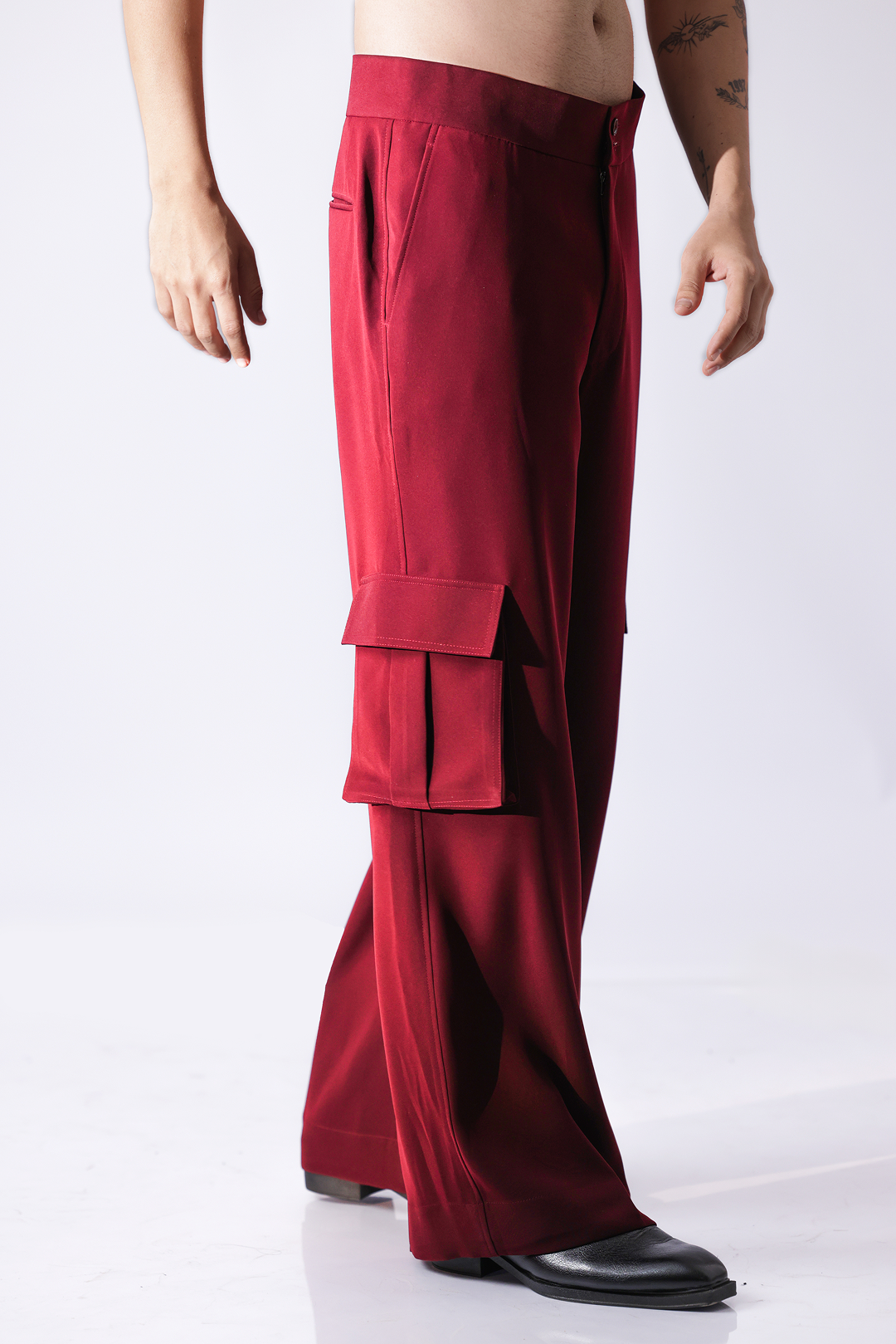 PANT - Maroon relax fit cargo trousers